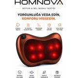 Homnova Isıtmalı Boyun Bel Sırt Masaj Yastığı 8 Masaj Düğümü Çift Yönlü Döner Ev Ofis Araç Kullanımı - Tuğla Kırmızısı