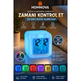 Homnova RGB LED Dijital Masa Saati Alarm Saati Sıcaklık ve Tarih Göstergeli 8 Renk Işıklı Gece Lambası Masaüstü Saat