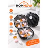 Homnova Siyah 7 BÖLMELİTaşınabilir İlaç Kutusu Günlük Hap ve Vitamin Saklama Kutusu Güvenli Kilitli Seyahat Organizer BPA Free küçük boy