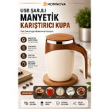 Homnova USB Şarjlı Manyetik Karıştırıcı Kupa Otomatik Karıştıran Termos Kupa Paslanmaz Çelik Kahve Çay Protein Shake Karıştırıcı Bardak
