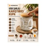 Homnova USB Şarjlı Otomatik Karıştırıcı Cam Kupa 400 ml Manyetik Karıştıran Bardak Type-C Şarjlı Kahve Çay Protein Shake Kupası