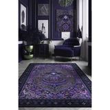 Homshtag Cadı Figürlü Korku Temalı Salon Halısı Gotik Mor Renkli Oturma Odası Halı Konsept Halı - 100 x 150 cm