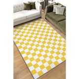 Homshtag Minimalist Damalı Sarı Beyaz Halı Kareli Oturma Odası Halısı Retro Tarzı Salon Halısı