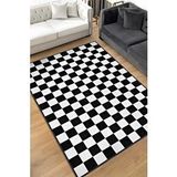 Homshtag Minimalist Damalı Siyah Beyaz Halı Kareli Oturma Odası Halısı Retro Tarzı Salon Halısı