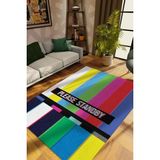 Homshtag Standby Çok Renkli Halı Geometrik Oturma Odası Halısı Modern Çizgili Salon Halısı - 100 x 150 cm