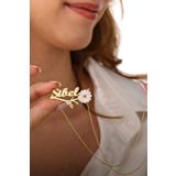 HomSilverjewelry 925 Ayar Gümüş Kişiye Özel Isimli Papatya Tasarımlı Kadın Kolye