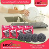 Homtex 40 gr Bulaşık Ovma Teli 10 Lu Paket 10X40 gr Paslanmaz Çelik Bulaşık Teli