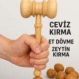 homvira 🌰 Ahşap Ceviz Kırma & Et Dövme Tokmağı – Doğal Ağaç, Sağlam Yapı, Çok Amaçlı Mutfak Tokmağı 🥩🔨