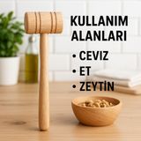 Homvira 🪵 Ahşap Mutfak Tokmağı – Ceviz, Et ve Zeytin Kırma Tokmağı | Doğal Kayın Ağacından Dayanıklı El Tokmağı