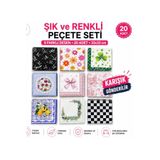 homvira 🌸 Desenli Dekoratif Kağıt Peçete – 20’li 1 Paket 🌿(Karışık Gönderilir)
