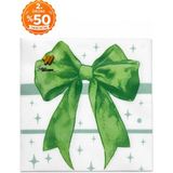 homvira 🎀 Fiyonklu Desenli Peçete 1 Paket (20'li) | Şık ve Dekoratif Kağıt Peçete | Doğum Günü, Nişan, Söz, Davet, Parti ve Özel Gün Sofra Peçetesi - Yeşil