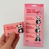 homvira Mini Cep Sevimli Hayvan Figürlü Islak Mendil 8 Yaprak (1 Çoklu Paket Gönderilir) Günlük Kullanım İçin