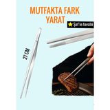 Homvix TD Paslanmaz Çelik Cımbız Maşa 27 cm – Masterchef Tarzı | Izgara, Et, Mutfak Maşası
