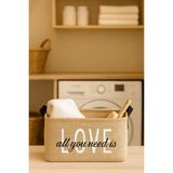 HomyJR's Love Baskılı Jüt Dolap Içi Çocuk Odası Oyuncak Düzenleyici Katlanır Saklama Sepeti Organizer 37X27X25 - Diğer - Çok Renkli