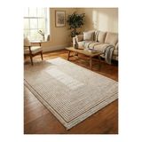 Homz Çerçeve Kahve Modern Desen Bohem Pamuk Kilim Çift Taraflı | Kendinden Saçaklı • Doğal Dokuma