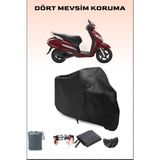 Honda Activa 125 Uyumlu Siyah Motorsiklet Branda, Motor Örtüsü - Siyah, Arka Çanta ve Kilit Uyumsuz