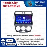 Honda City 2009-2011 Android Sürüm 13 Kablosuz Carplay Navigasyon Multimedya 10.2 Inç Ekran 4gb Ram +64GB Rom Bellek Manuel Klima Çerçeveli ve Arka Görüş Kameralı