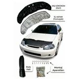Honda Civic 1996-2000 Uyumlu Ön Kaput Koruma Maskesi Siyah Deri - Taş Çarpma & Güneş Koruyucu - Kolay Montaj