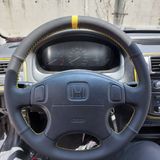 Honda Civic 2001 Euro Araca Özel Direksiyon Kılıfı (Noktalı Alcantra Sarı Yüzüklü)