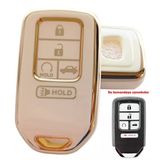 Honda Civic Accord Uyumlu Smart Anahtar Kılıfı Kumanda Kılıfı Oto Anahtarlık Beyaz Gold