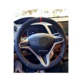 Honda Cıvıc Dikmeli Direksiyon Kılıfı Noktalı Alkantra Kırmızı Yüzüklü
