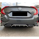 Honda Civic FC5 2016-2021 Araca Özel Siyah Gri Arka Difüzör Tırnaklı Çift Kare Egzoz Çıkışlı Arka Tampon Eki İthal 1.Sınıf