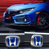 Honda Civic Fc5 2016-2021 Ön Ve Arka Panjur Direksiyon Logosu Mavi İthal Ürün 3 Parça