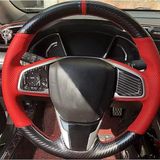 Honda Civic Fc5 Araca Özel Direksiyon Kılıfı (5D Kristal Karbon Kırmızı Nokta)