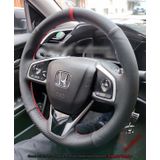 Honda Civic Fc5 Araca Özel Direksiyon Kılıfı (Karbon Alcantra Kırmızı Yüzüklü)
