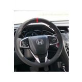 Honda Civic Fc5 Kırmızı Yüzüklü Nubuk Alcantara Deri Direksiyon Kılıfı