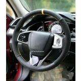 Honda Civic Fc5 Uyumlu Sari Yuzuklu Karbon Alkantara Dikmeli Direksiyon Kilifi