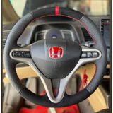 Honda Civic Fd6 Araca Özel Direksiyon Kılıfı (Tüylü Alcantra Nokta Kırmızı Yüzüklü)