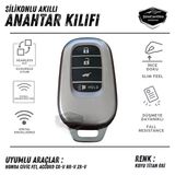 Honda Civic Fe1 Accord Cr-V Hr-V Zr-V Uyumlu Silikon Anahtar Kılıfı Oto Anahtar Kabı Darbe Emici Anahtarlık Koyu Titan Gri