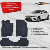 Honda Civic Paspas FE1 Sedan Araca Özel 2021 Sonrası BOSSE 3D Havuzlu Oto Paspas Paspas - Siyah