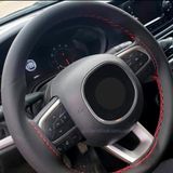 Honda Civic Uyumlu Dikmeli Direksiyon Kilifi Kirmizi Ipli Duz Deri Kokusuz (10.5Cm)
