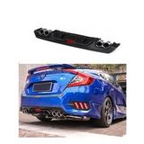 Honda Civic Uyumlu Fc5 Turbo Difüzör 2017 Arka Tampon Eki Siyah
