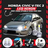 Honda Civic V-tec 2 2001-2006 Kısa Far Uyumlu Şimşek Etkili Led Xenon Performance Series Hb4