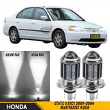 Honda Civic Vtec1 2001-2004 Makyajsız Kasa İle Uyumlu Mercekli Far Ampulü Led Xenon Beyaz Renk Far Şimşek Etkili Csp Led Lamba Uzun Kısa 2 Adet