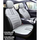 Honda Concerto (5 Kapı) 1988–1994 Colorline Elegance Serisi Deri Gri Siyah Koltuk Kılıfı - Modüler Standart - Gri - Siyah