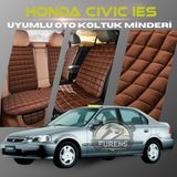 Honda İes Parlak Kahverengi Renk Tay Tüyü Cepli & Terletmez Sırtlı Oto Koltuk Minder Seti - Koltuk Koruma Kılıfı (Ön & Arka Tam Set)
