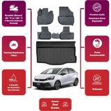 Honda Jazz 2021 Model Bagaj Havuzu+4d Araca Özel Havuzlu Paspas Takımıı Maxii - Siyah