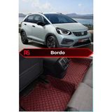 Honda Jazz Hybrid Crosstar Bordo Renk 8d Diamond Premium Havuzlu Deri Oto Paspas - Koyu Kahverengi