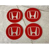 Honda Kırmızı Zemin Krom Yazı Yapıştırma Jant Göbek Stickerı 4 Adet