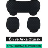 Honda Logo 1996–2001 Uyumlu 3 Parça Kapitone Oturak Araba Koltuk Kumaş Siyah Mavi - Kaymaz | Trobus - Siyah - Mavi