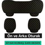 Honda Logo 1996–2001 Uyumlu 3 Parça Kapitone Oturak Araba Koltuk Kumaş Siyah Sarı - Kaymaz | Trobus - Siyah - Sarı