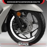 Honda Pcx Jant Kaplama Motosiklet Jant Kaplama Şeridi 13-14 Inch Uyumlu Pcx Tüm Yıllar Beyaz Renk - SVSTICKERWORKS