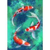 Hondep 5d Elmas Boyama Mozaik Tablo Tuvale Gerili 40X50 cm Koi Balıkları Puzzle Tuval Seti