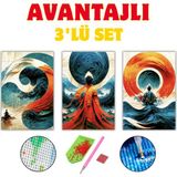 Hondep 5d Elmas Boyama Seti – 3'lü Set Mandala ve Spiritüel Figürler | 40X50 cm - Tuvale Gerili Diamond Painting Sayılarla Boyama Elmas Mozaik Tablo - Ölçü - 40 x 50 cm