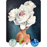 HONDEP 5D Elmas Boyama Seti – Çiçekli Kadın | 40x50 cm - Tuvale Gerili Diamond Painting Sayılarla Boyama Mozaik Tablo