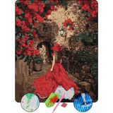 Hondep 5d Elmas Boyama Seti – kırmızı Elbiseli Kadın | 40X50 cm - Tuvale Gerili Diamond Painting Sayılarla Boyama Elmas Mozaik Tablo